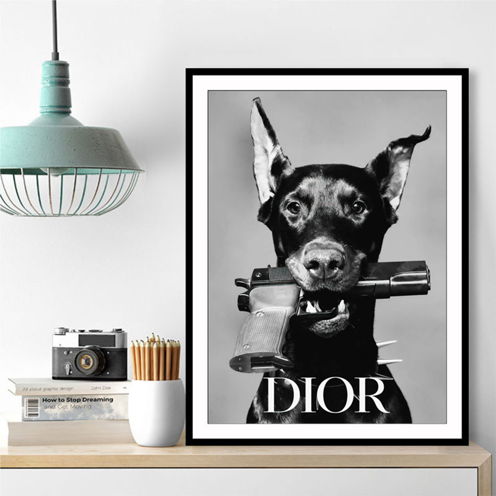 Dior DOBERMANとGunのArt　Panel　Art　Frame Dior DOBERMANとGunのArt Panel Art Frame - メルカリ